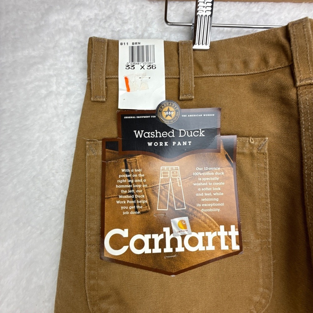 Carhartt‎ Washed Duck Work Pants Mens 33x36 B11 BRN Brown  NWT NOS